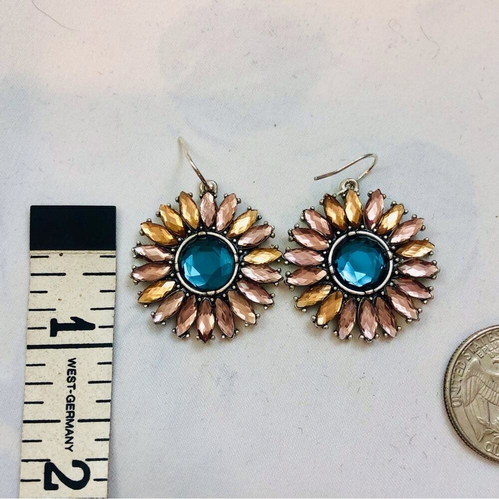 Sunflower Burst Cut Glass Earrings - Picture 6 of 16